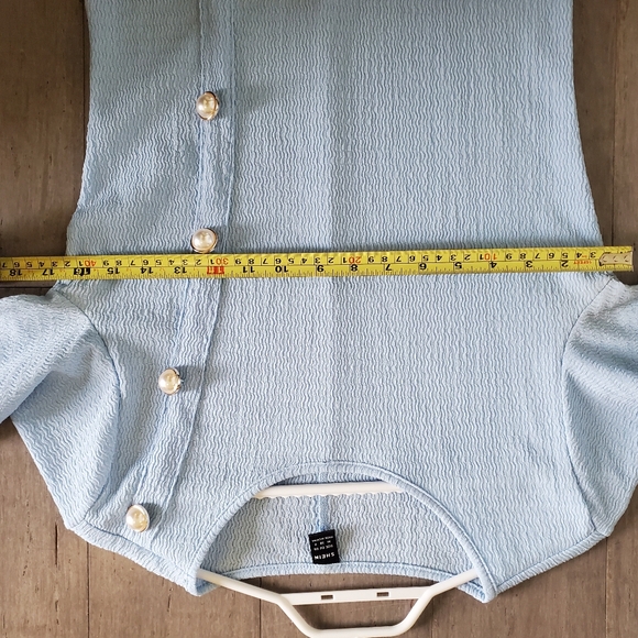 SHEIN Mulvari Pearl Button Detail Mermaid Hem Dress - Size Medium - Baby Blue - Picture 10 of 13